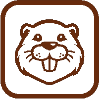 A brown square icon with a cartoon beaver's head, signifying the Beaver Scout section