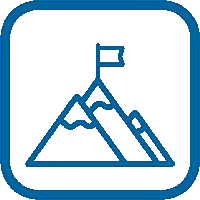 A light-blue square icon with a cartoon-style mountain range, signifying the Venturer Scout section